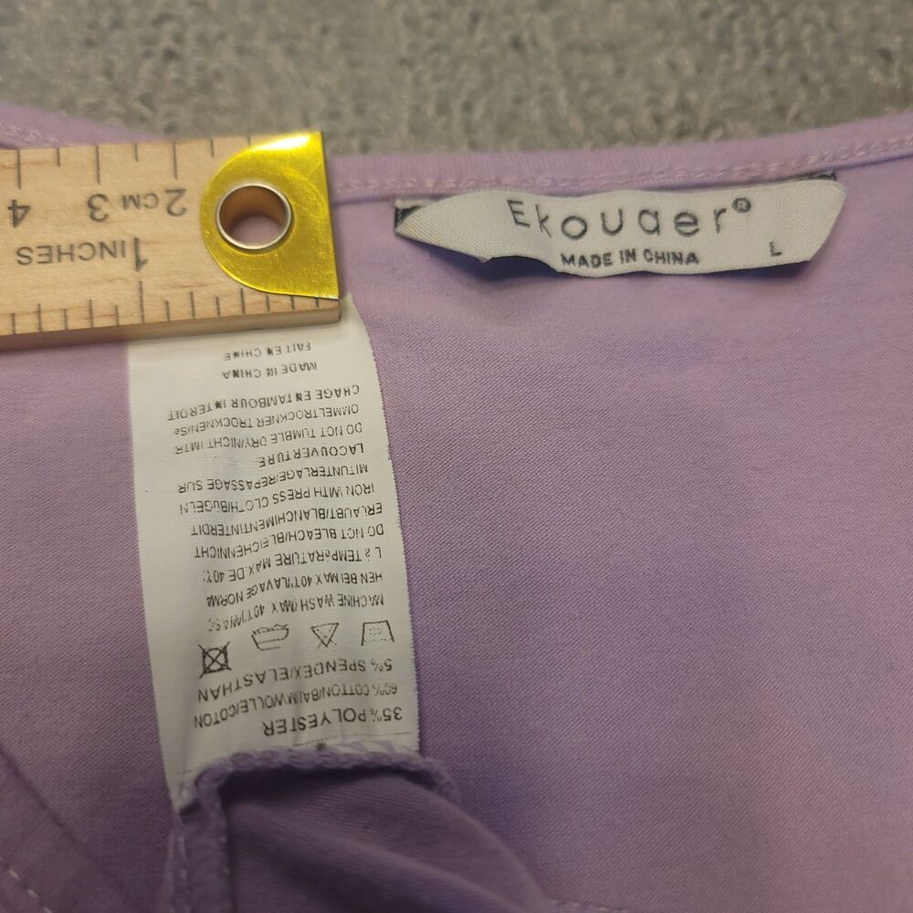 Ekouaer Women's L  Sleep Dress V Neck Short Sleeve Nightgown Pockets - Picture 3 of 9